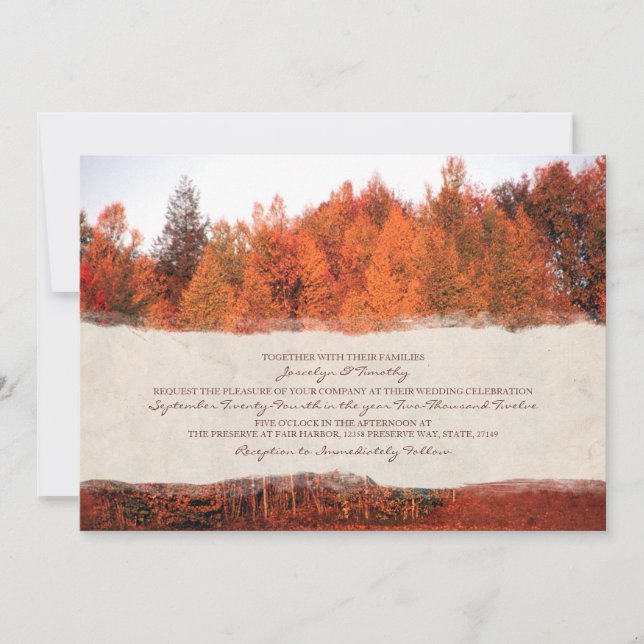 Beautiful Autumn Trees Wedding Invitation (Front)