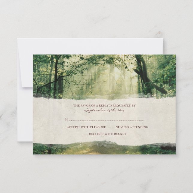 Beautiful Autumn Trees Wedding Invitation rsvp (Front)