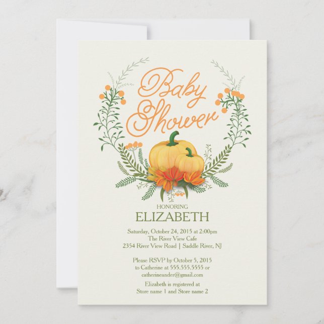 Beautiful Autumn Wreath Baby Shower Invitation (Front)