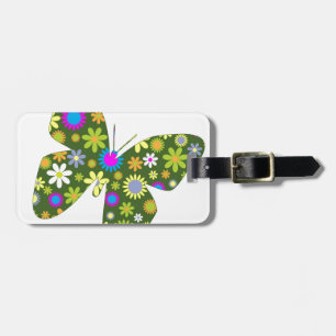 Beautiful Aziza Butterfly Wing Whimsy Blossoms Luggage Tag