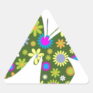 Beautiful Aziza Butterfly Wing Whimsy Blossoms Triangle Sticker
