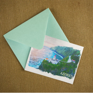 Beautiful Azores Atlantic Islands Watercolor Postcard