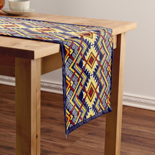 Beautiful Aztec Style Geometric Pattern Short Table Runner (In Situ)