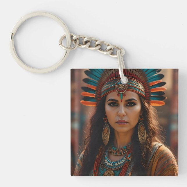 Beautiful Aztec woman Key Ring (Front)