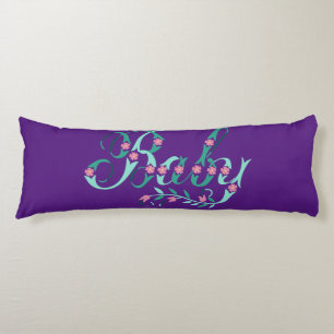 Beautiful Baby Blue Purple Pink Flowers Bedding Body Cushion