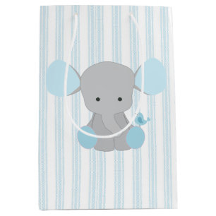 Beautiful Baby Boy Blue Elephant Medium Gift Bag