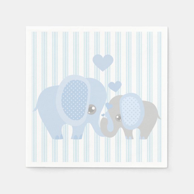 Beautiful Baby Boy Blue Elephant Napkin (Front)