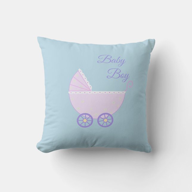 Beautiful Baby Boy Stroller on Turquoise Cushion (Front)