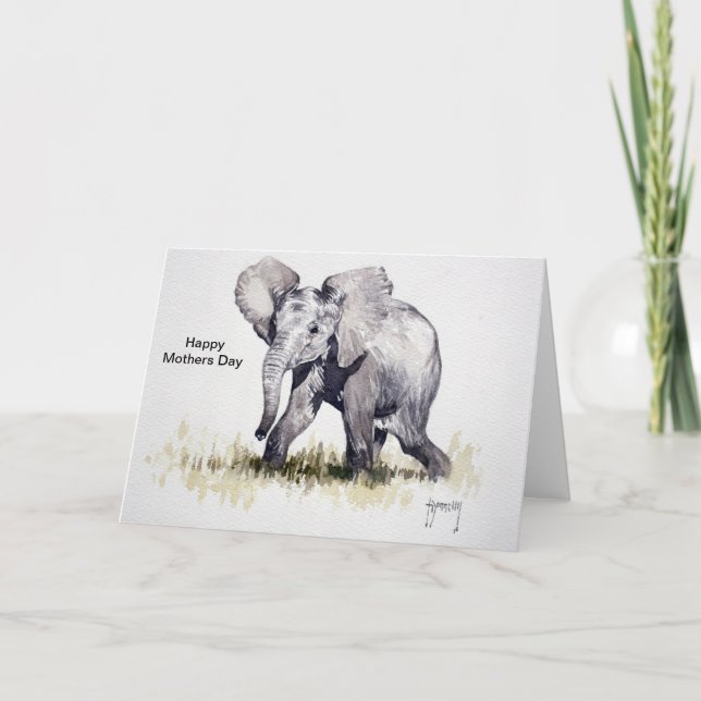 Beautiful Baby Elephant Mothers Day Card (Front)