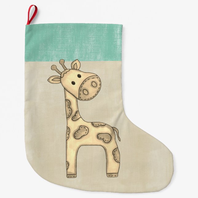 Beautiful Baby Giraffe Christmas Large Christmas Stocking (Front)
