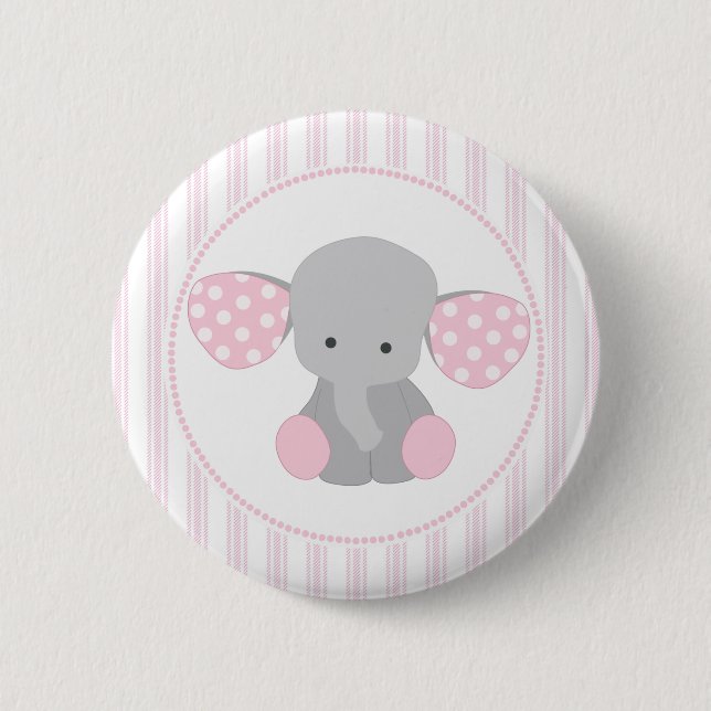 Beautiful Baby Girl Pink Elephant 6 Cm Round Badge (Front)