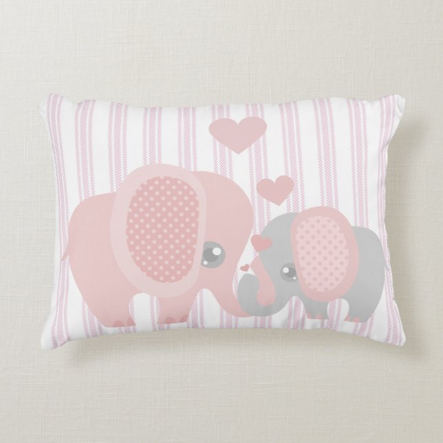 Beautiful Baby Girl Pink Elephant Decorative Cushion (Front)