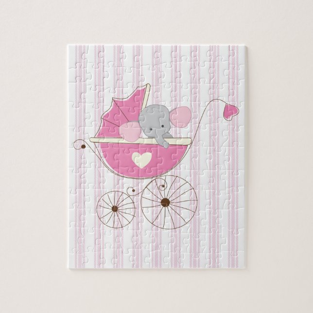 Beautiful Baby Girl Pink Elephant Jigsaw Puzzle (Vertical)