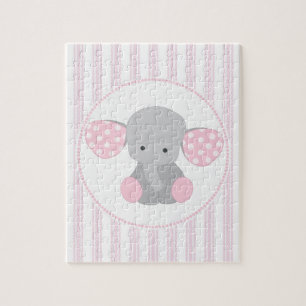 Beautiful Baby Girl Pink Elephant Jigsaw Puzzle
