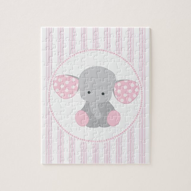 Beautiful Baby Girl Pink Elephant Jigsaw Puzzle (Vertical)