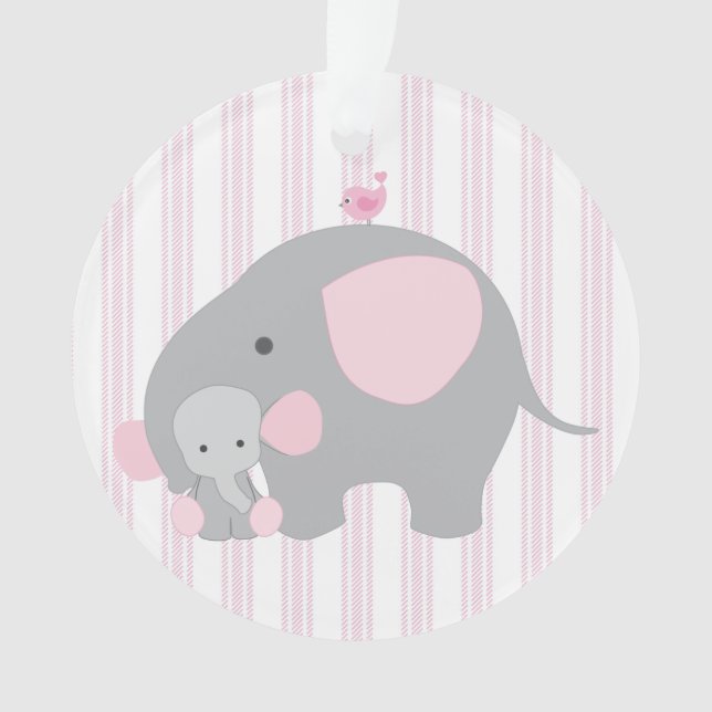 Beautiful Baby Girl Pink Elephant Ornament (Front)