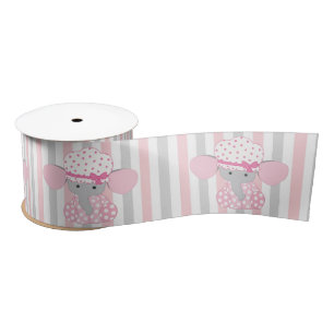 Beautiful Baby Girl Pink Elephant Satin Ribbon