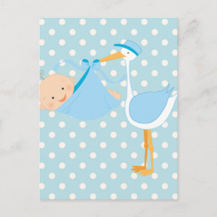Beautiful Baby It's A Boy Stork Announcement Postcard