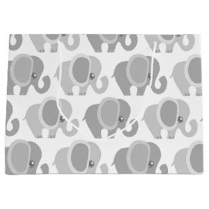 Beautiful Baby Neutral Grey Elephant Large Gift Bag