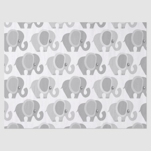Beautiful Baby Neutral Grey Elephant Tissue Paper (Front)