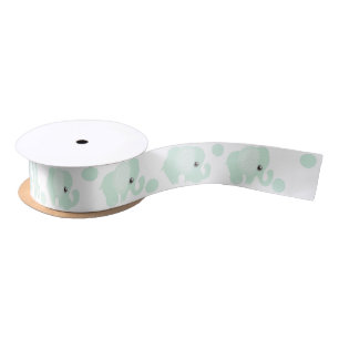 Beautiful Baby Neutral Teal Elephant Satin Ribbon