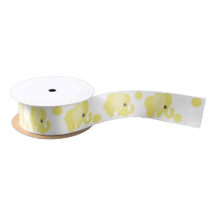 Beautiful Baby Neutral Yellow Elephant Satin Ribbon