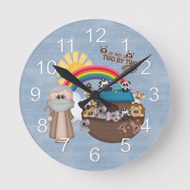 Beautiful Baby Noah’s Ark Round Clock (Front)