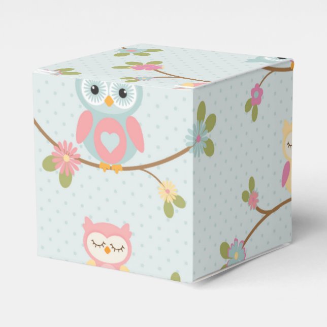 Beautiful Baby Owl Pattern Favour Box (Front Side)