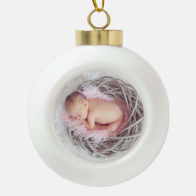 Beautiful Baby Photo Ceramic Ball Christmas Ornament (Front)
