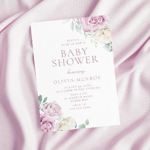 Beautiful Baby Pink Floral Baby Shower Invitation