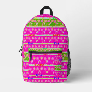 Beautiful Baby Pink Floral Edgy Design King Size Printed Backpack