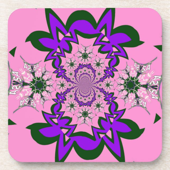 Beautiful Baby Pink Floral Purple Shade Motif Art  Coaster (Front)