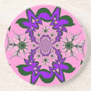 Beautiful Baby Pink Floral Purple Shade Motif Art Coaster