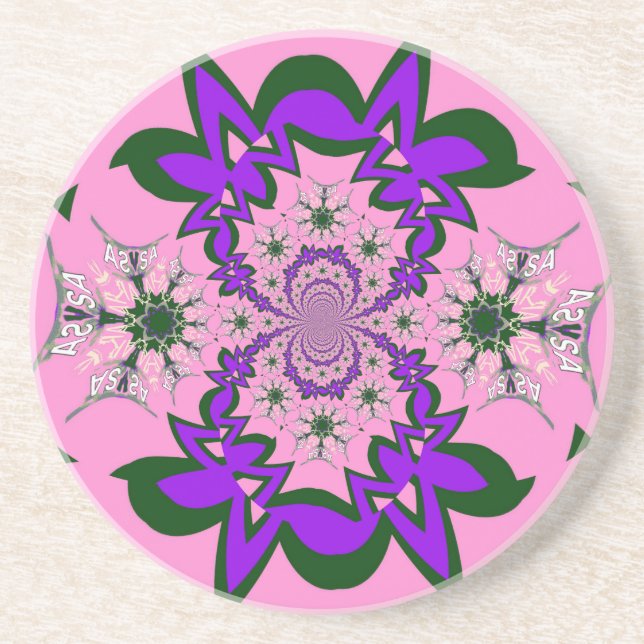 Beautiful Baby Pink Floral Purple Shade Motif Art  Coaster (Front)