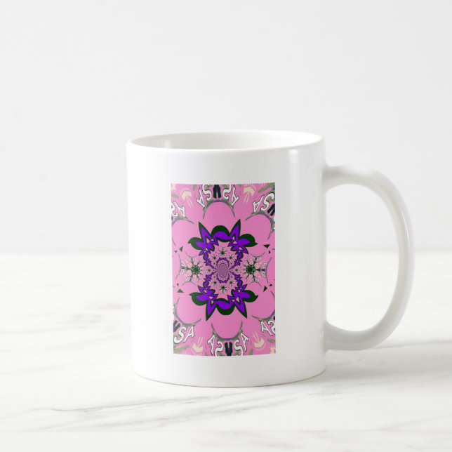 Beautiful Baby Pink Floral Purple Shade Motif Art  Coffee Mug (Right)