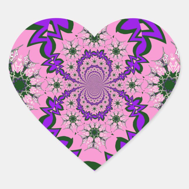 Beautiful Baby Pink Floral Purple Shade Motif Art  Heart Sticker (Front)