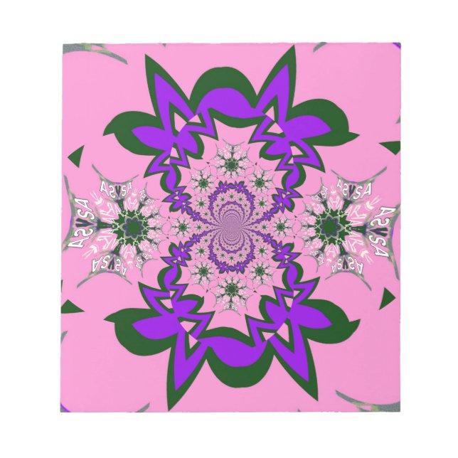Beautiful Baby Pink Floral Purple Shade Motif Art  Notepad (Front)