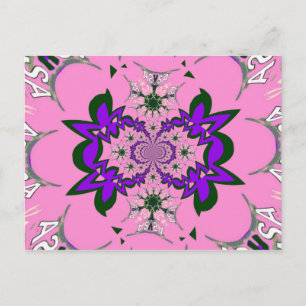 Beautiful Baby Pink Floral Purple Shade Motif Art  Postcard