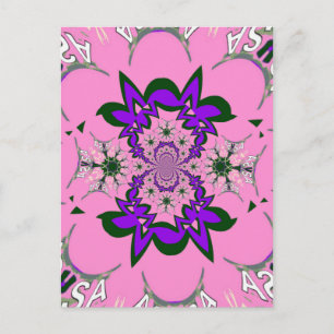 Beautiful Baby Pink Floral Purple Shade Motif Art  Postcard