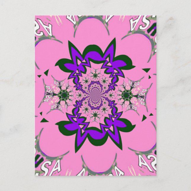 Beautiful Baby Pink Floral Purple Shade Motif Art  Postcard (Front)
