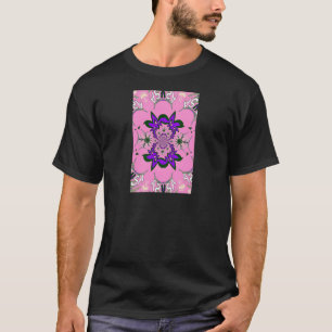 Beautiful Baby Pink Floral Purple Shade Motif Art  T-Shirt