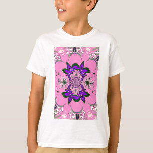 Beautiful Baby Pink Floral Purple Shade Motif Art  T-Shirt
