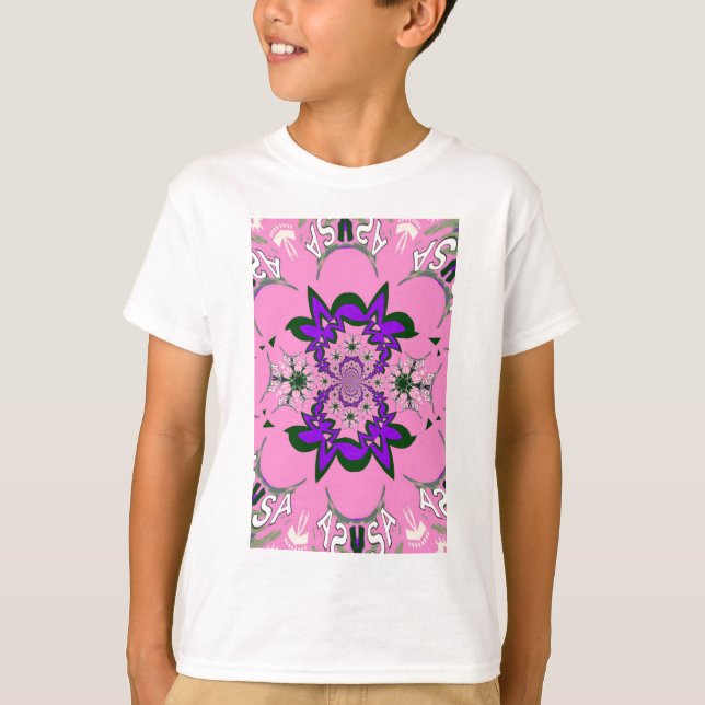 Beautiful Baby Pink Floral Purple Shade Motif Art  T-Shirt (Front)