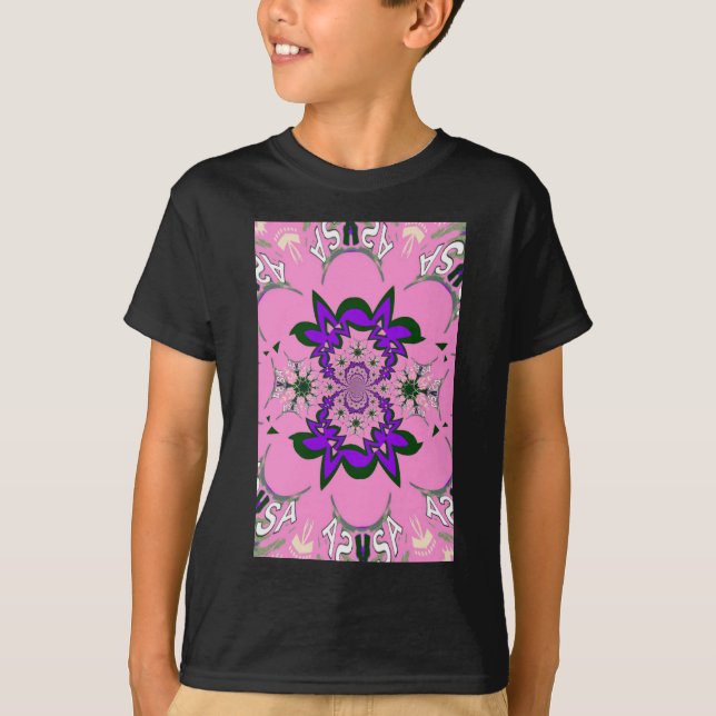 Beautiful Baby Pink Floral Purple Shade Motif Art  T-Shirt (Front)