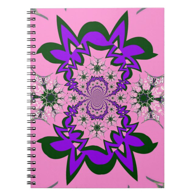 Beautiful baby pink floral purple shade motif mono notebook (Front)
