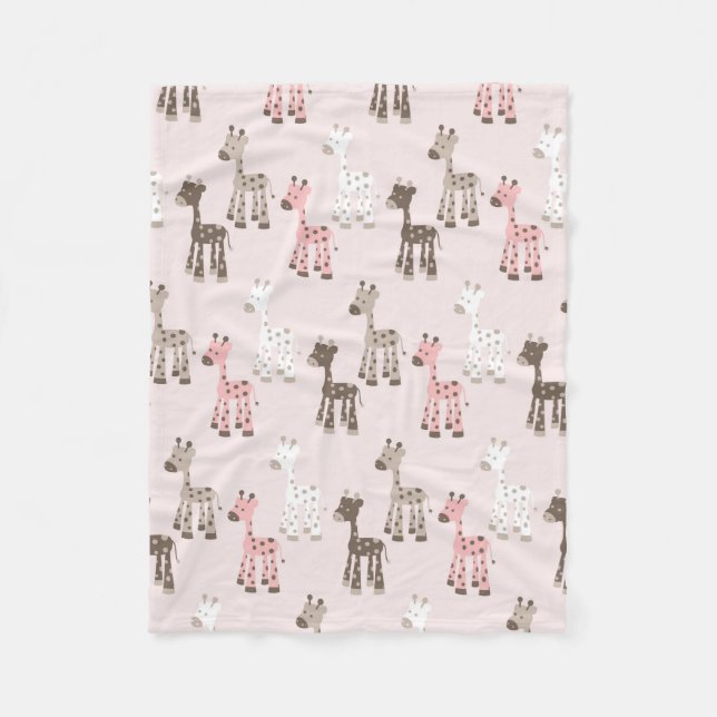 Beautiful Baby Pink Giraffe Fleece Blanket (Front)