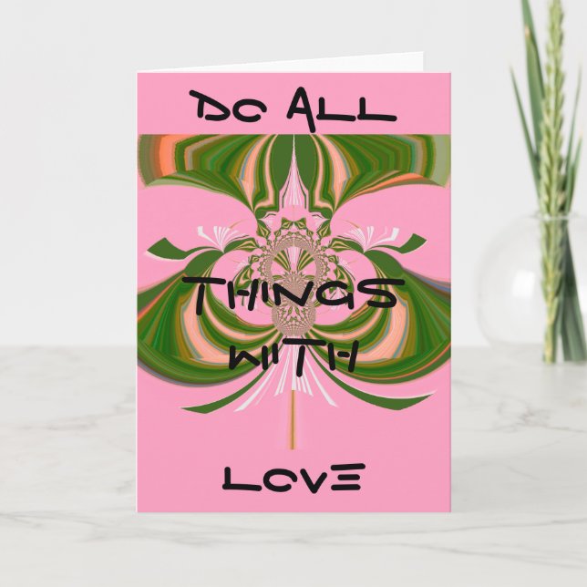 Beautiful baby pink green and white  Kaleidoscope  Card (Front)