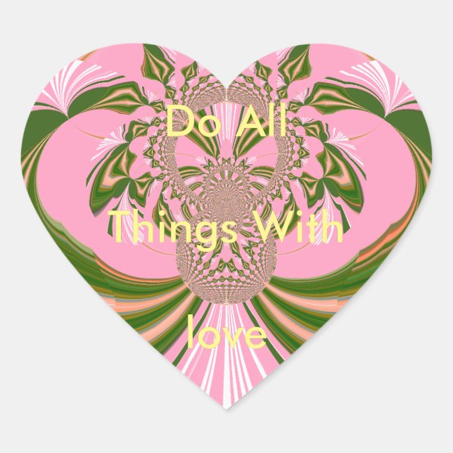 Beautiful baby pink green and white  Kaleidoscope  Heart Sticker (Front)