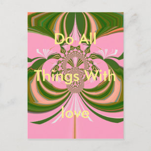 Beautiful baby pink green and white Kaleidoscope Postcard