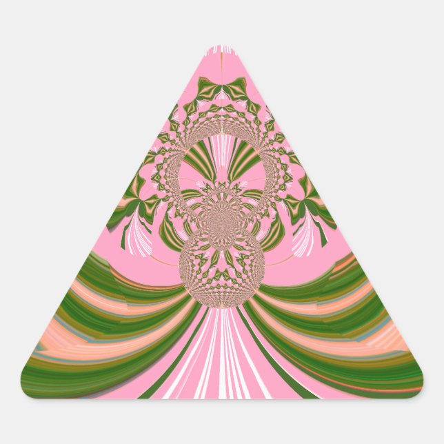 Beautiful baby pink green and white  Kaleidoscope  Triangle Sticker (Front)